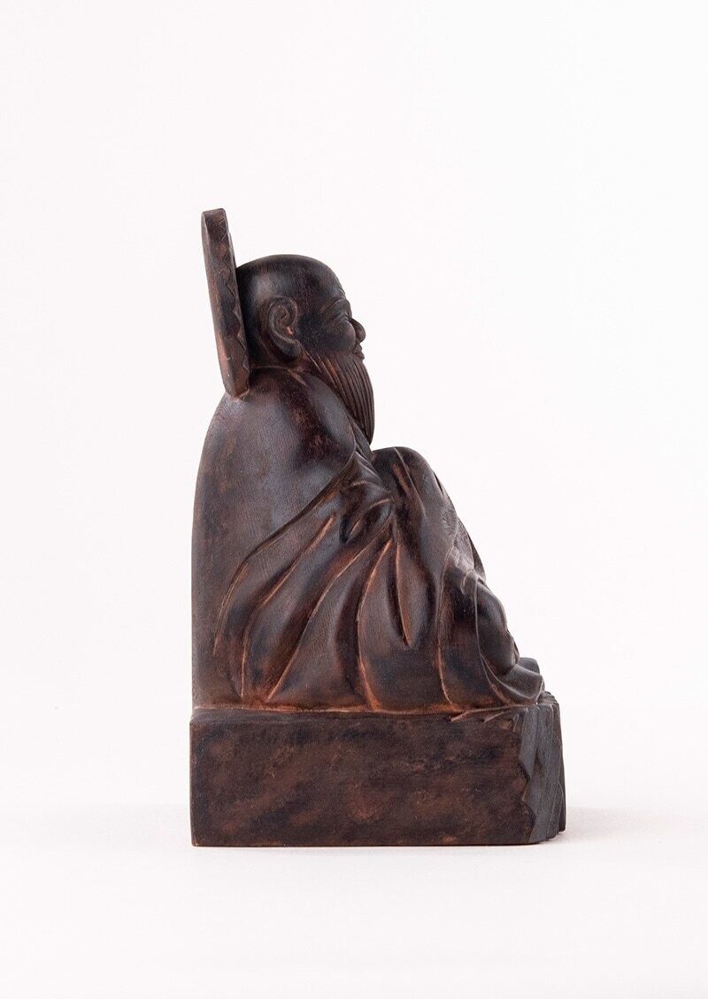 ヒデ　木彫り　勇み獅子　甫作 A Chinese carved and pierced huanghuali 