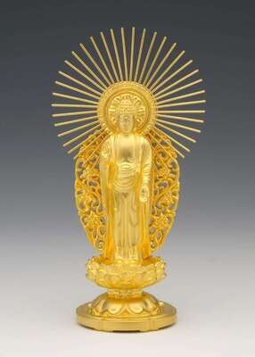 Amida Nyorai(阿弥陀如来 西本願寺 純金製 総高13cm)