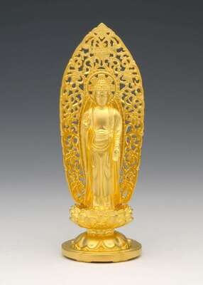 Amida Nyorai(阿弥陀如来 浄土型 純金製 総高13cm)