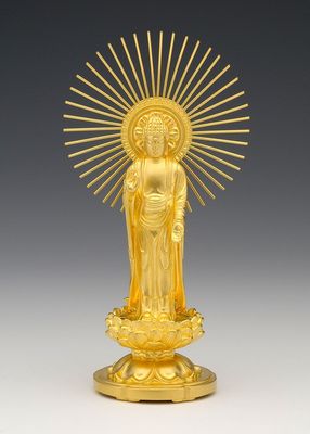 Amida Nyorai(阿弥陀如来 東本願寺 純金製 総高13cm)