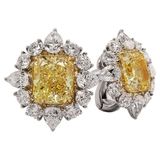 Scarselli 3.5+3.24 Carat Fancy Intense Yellow Diamonds Earrings