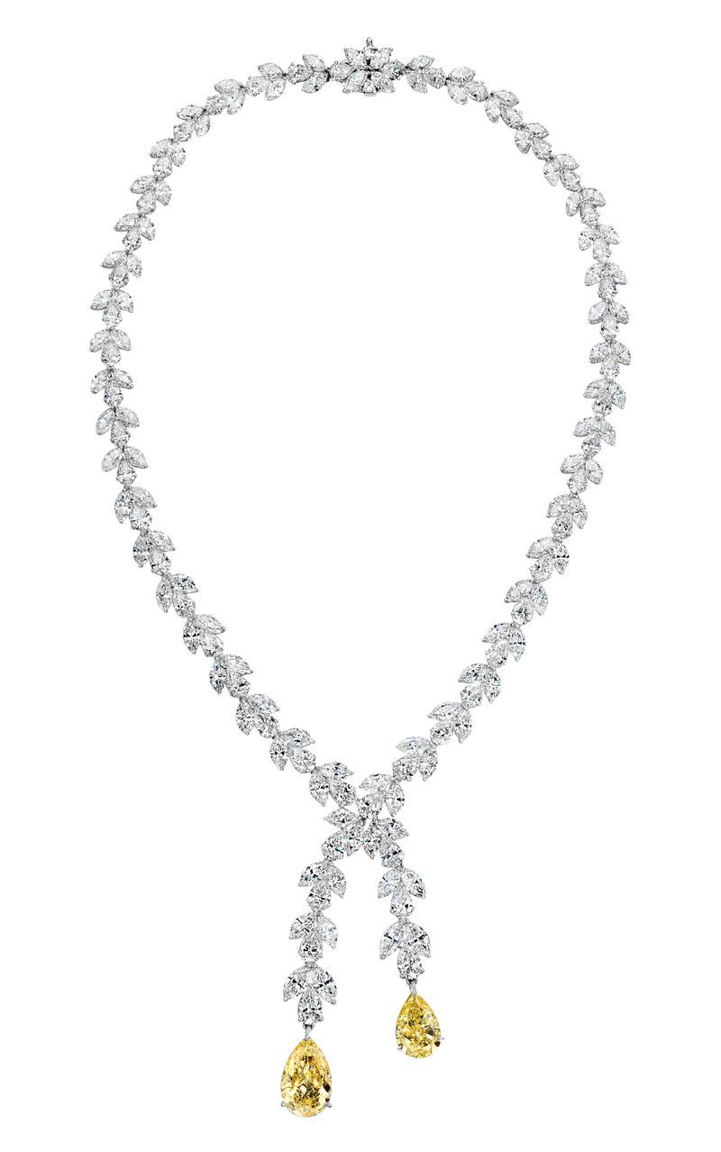 Scarselli 5.51 &amp; 4.35 Carat Fancy Light Yellow Diamonds Necklace