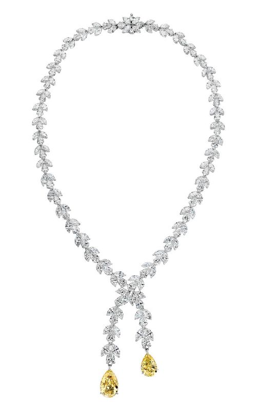 Scarselli 5.51 &amp; 4.35 Carat Fancy Light Yellow Diamonds Necklace