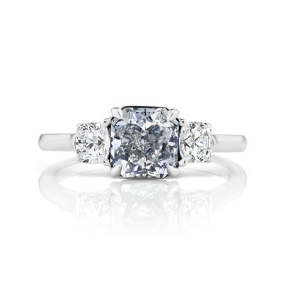 Scarselli 1.41 Carat Fancy Grey Blue Diamond Engagement Ring