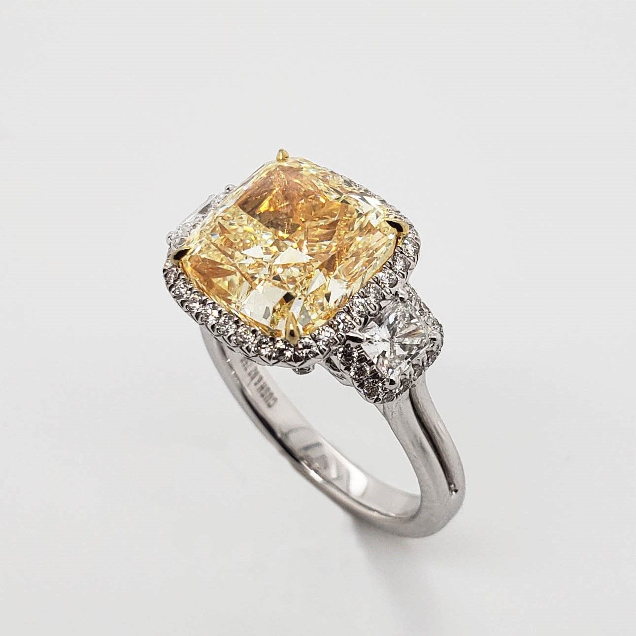 Scarselli 6.02 Carat Fancy Yellow Diamond Engagement Ring