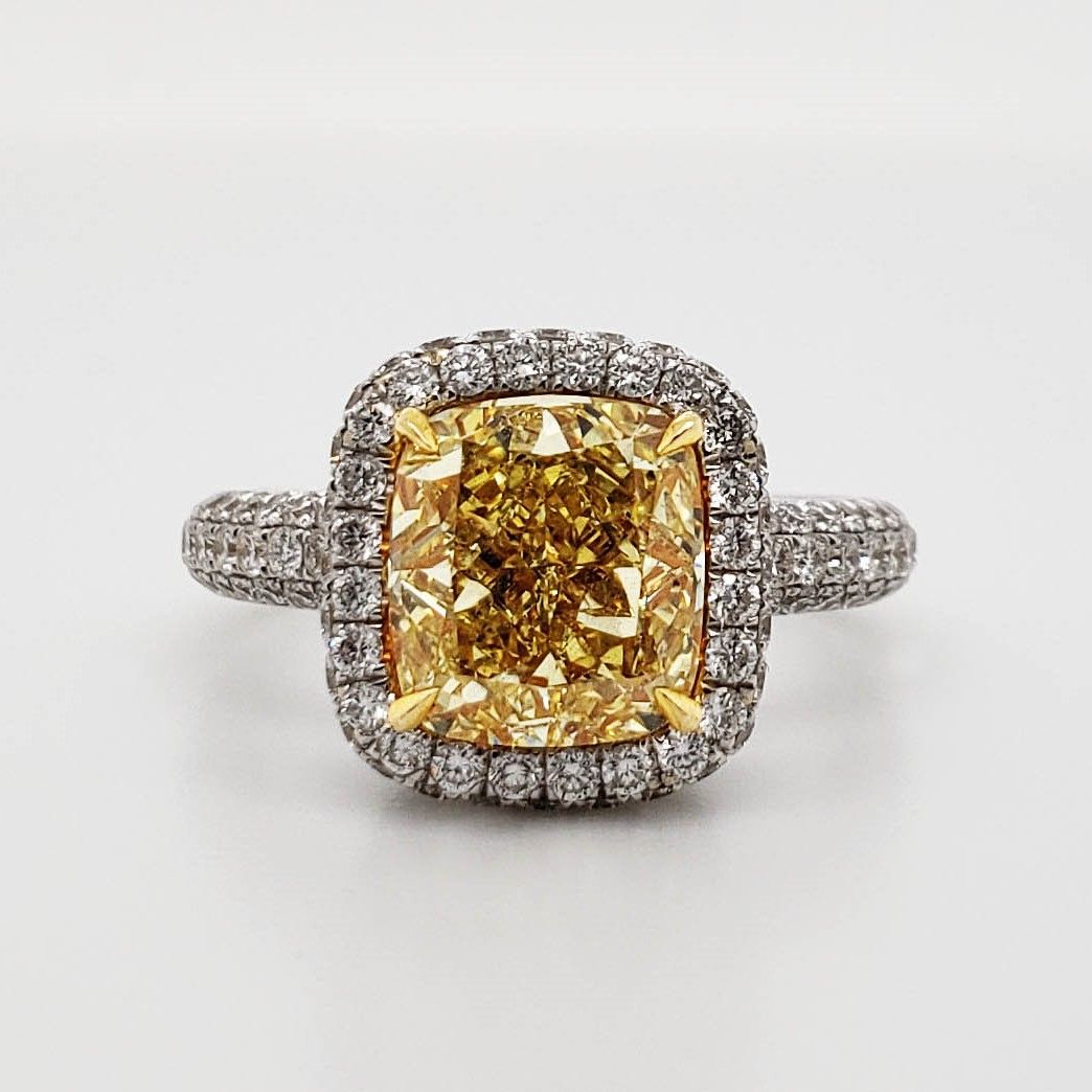 Scarselli 3.01 Carat Fancy Intense Yellow Diamond Engagement Ring