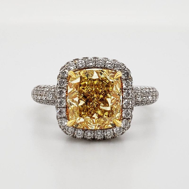 Scarselli 3.01 Carat Fancy Intense Yellow Diamond Engagement Ring