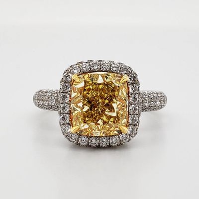 Scarselli 3.01 Carat Fancy Intense Yellow Diamond Engagement Ring