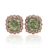 Scarselli 3 Carat Each Fancy Intense Yellow-Green Diamond Earrings