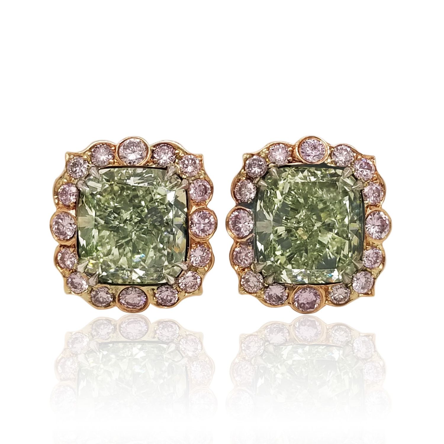 Scarselli 3 Carat Each Fancy Intense Yellow-Green Diamond Earrings