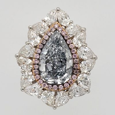 Scarselli 6.38 Carat Fancy Grayish Blue Natural Diamond Engagement Ring