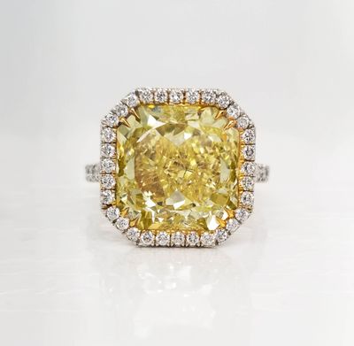 Scarselli 7.01 Fancy Intense Yellow Natural Diamond Engagement Ring