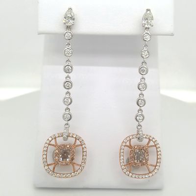 Scarselli 1.49 Carat Light Pink Natural Diamond Drop Earrings