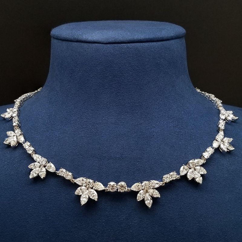 Scarselli 12.88 Carat White Natural Diamond Drop Necklace