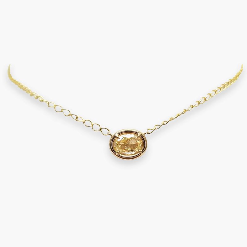 ​Scarselli 1.14 Carats  Fancy Yellow Natural Diamond Necklace
