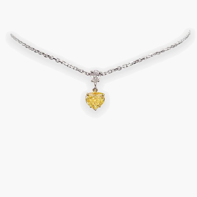 ​Scarselli 1.05 Carats Fancy Intense Yellow Natural Diamond Necklace