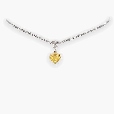 ​Scarselli 1.05 Carats Fancy Intense Yellow Natural Diamond Necklace