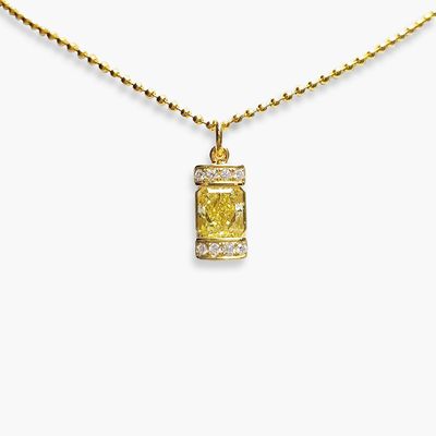 Scarselli 1.78 Carats Fancy Intense Yellow Natural Diamond Pendant Necklace