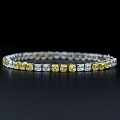 Scarselli 13.55 Ct Fancy Yellow and White Natural Diamond Tennis Bracelet