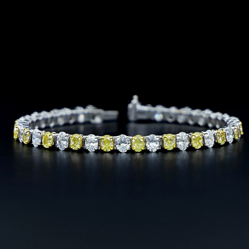 Scarselli 11.99 Ct Fancy Yellow and White Natural Diamond Tennis Bracelet