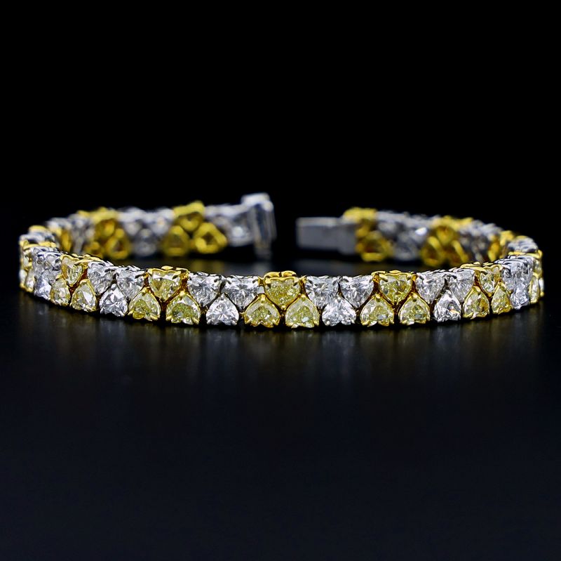 Scarselli 15.37 Ct Fancy Yellow and White Natural Diamond Tennis Bracelet