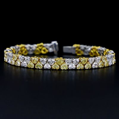 Scarselli 15.37 Ct Fancy Yellow and White Natural Diamond Tennis Bracelet