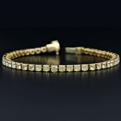 Scarselli 8.79 Ct Fancy Light Yellow Natural Diamond Tennis Bracelet