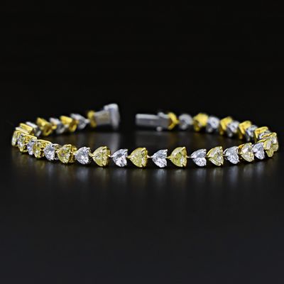Scarselli 9.16 Ct Fancy Light Yellow and White Natural Diamond Tennis Bracelet