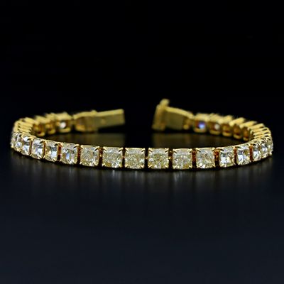Scarselli 18.99Ct Fancy Light Yellow Natural Diamond Tennis Bracelet
