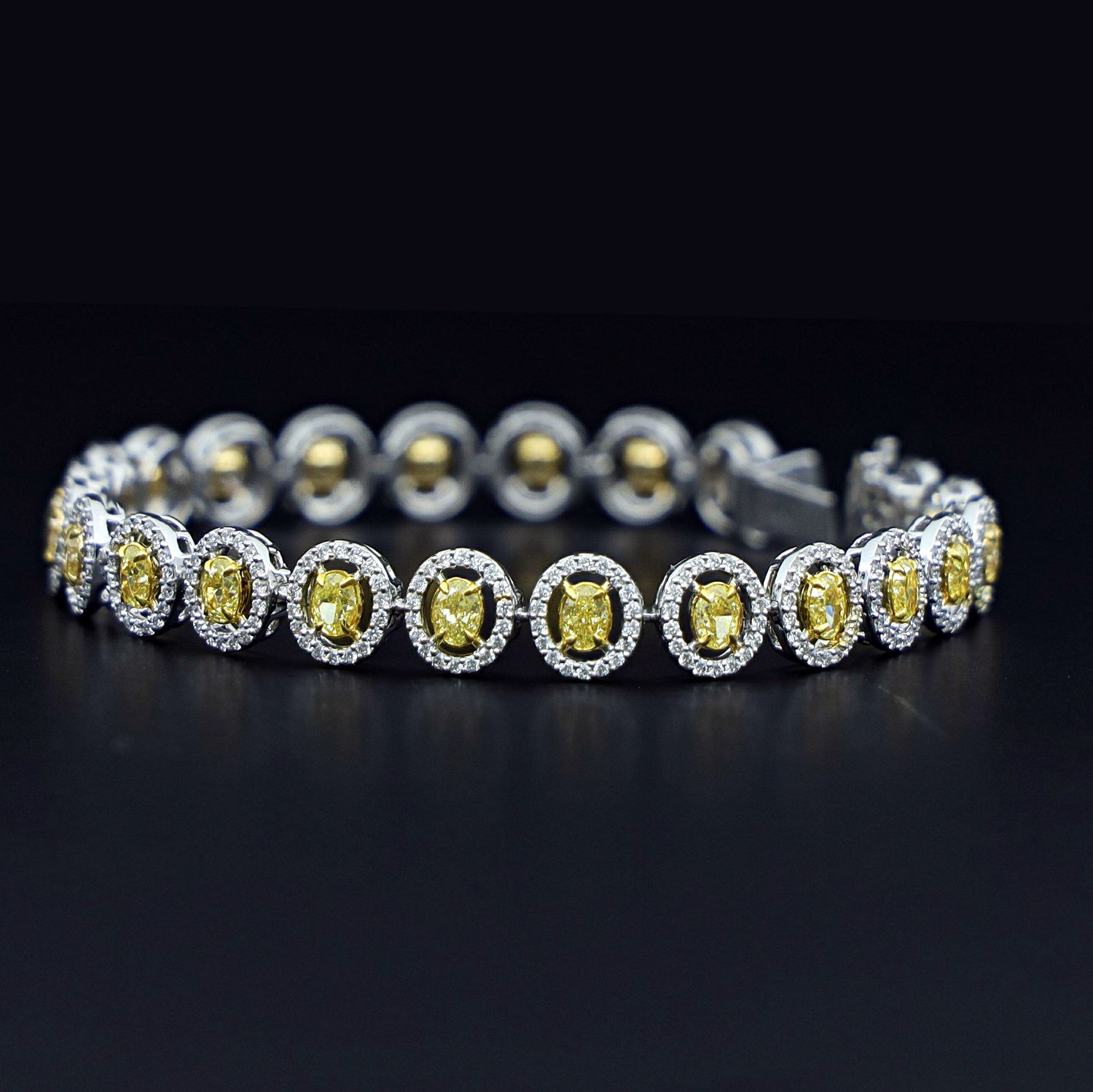 Scarselli 6.28Ct Fancy Intense Yellow and White Natural Diamond Bracelet