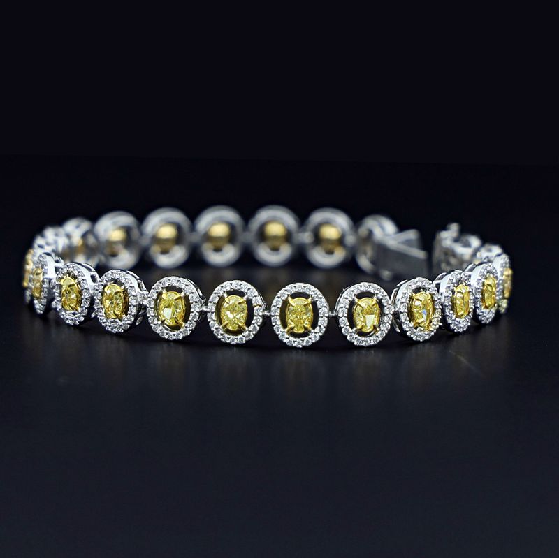Scarselli 6.28Ct Fancy Intense Yellow and White Natural Diamond Bracelet