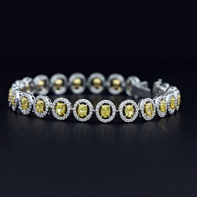 Scarselli 6.28Ct Fancy Intense Yellow and White Natural Diamond Bracelet
