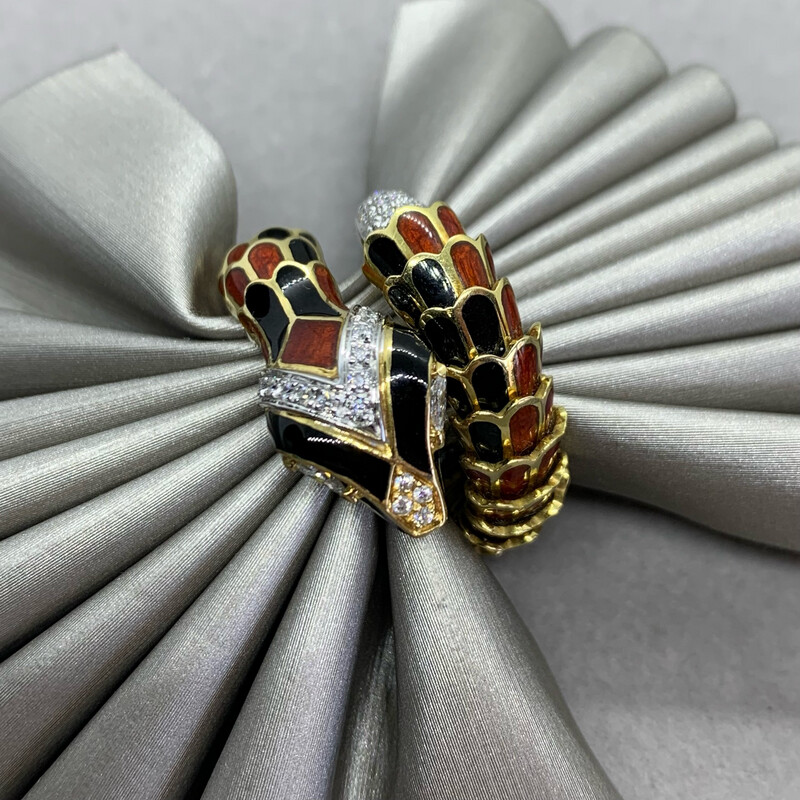 Viper Serpenti Ring Enamel and Diamonds