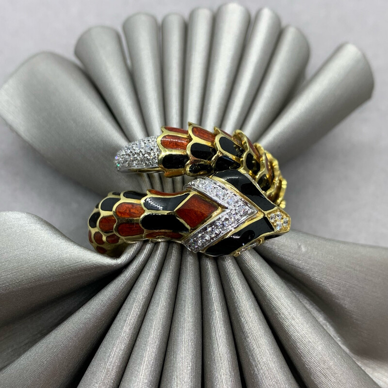 Viper Serpenti Ring Enamel and Diamonds
