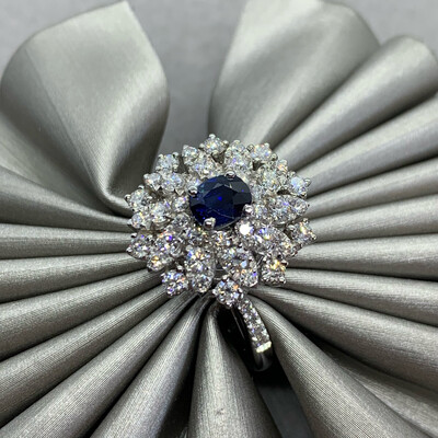 Royal Blue Sapphire and Diamond Ring