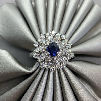 Royal Blue Sapphire and Diamond Ring