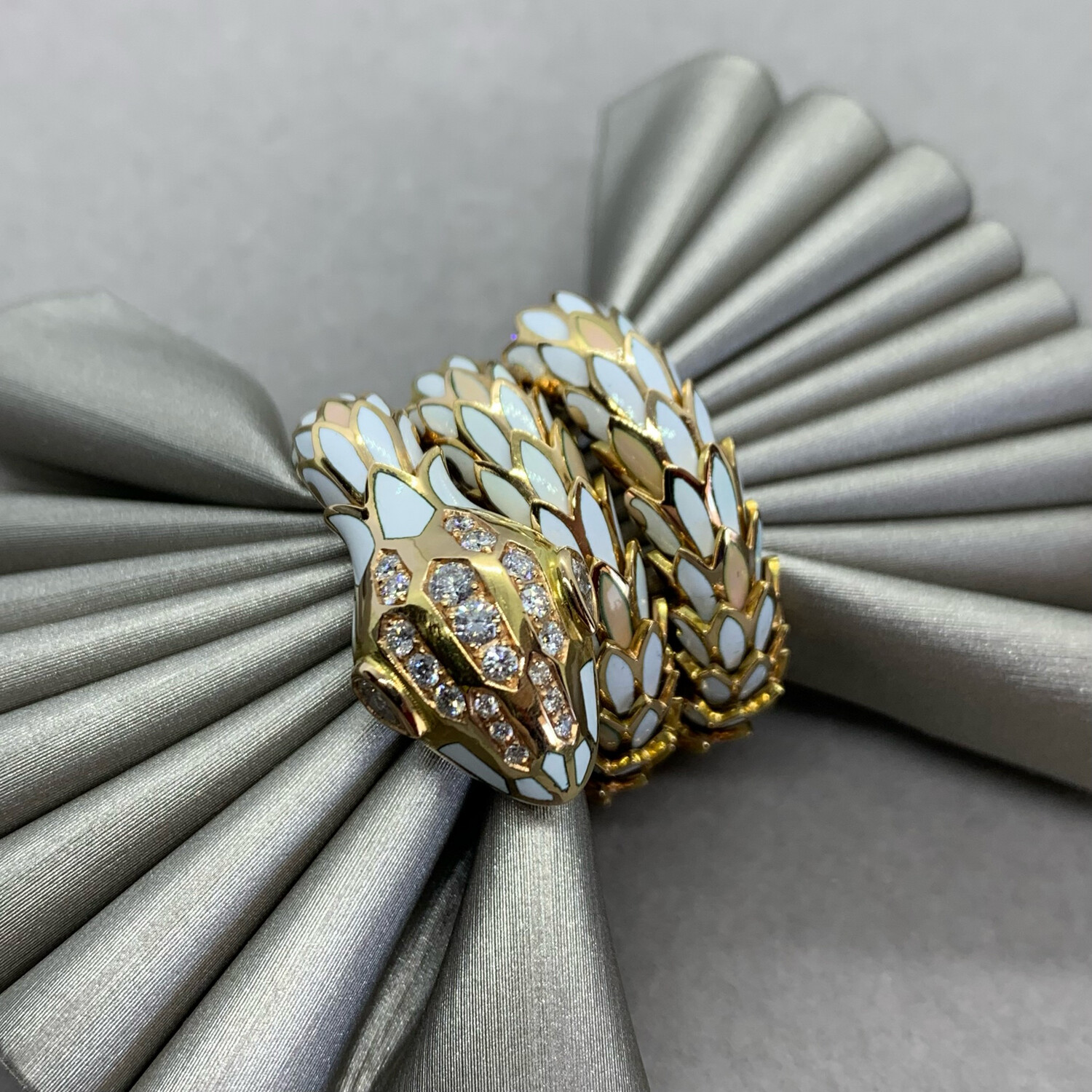 Viper Serpenti Ring Enamel and Diamonds