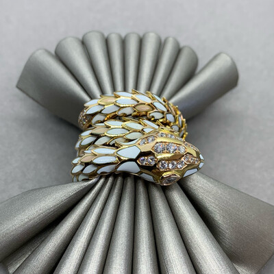 Viper Serpenti Ring Enamel and Diamonds