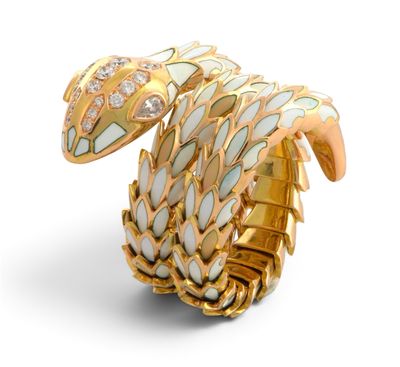 Viper Serpenti Ring Enamel and Diamonds