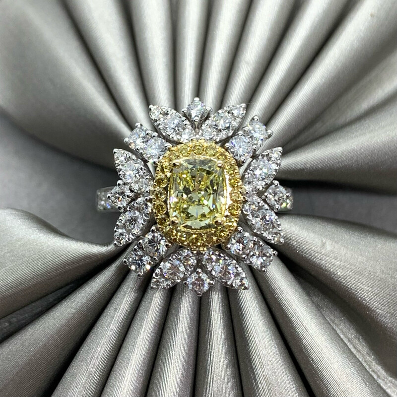 Fancy Yellow and White Diamond Ring