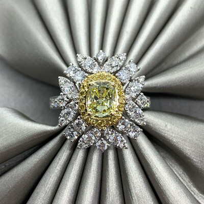 Fancy Yellow and White Diamond Ring