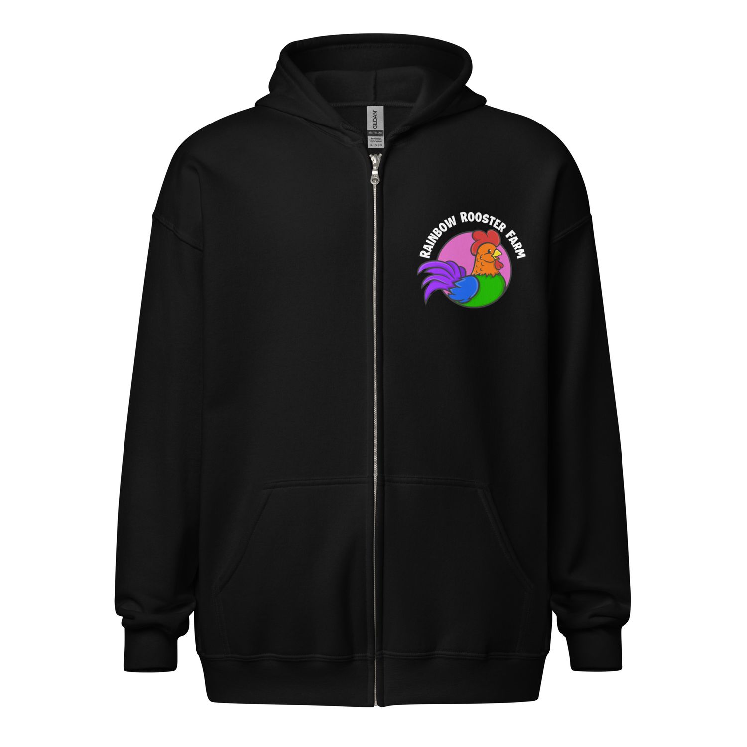 Zip hoodie rooster front and back