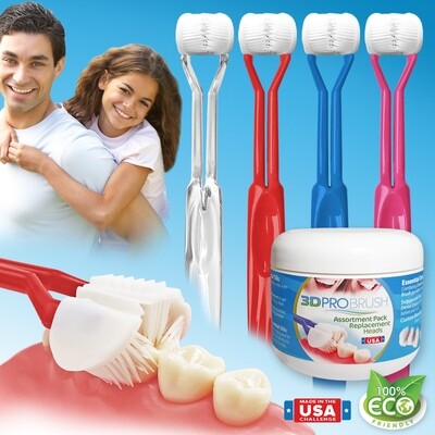 Family Multi-Pack | 3D PRO BRUSH 3-Sided Toothbrush USA | Everyone Can Easily Brush Better | Clinically Proven | Eco-Friendly