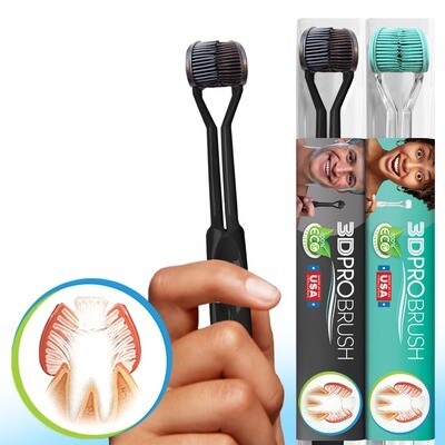 2PK | 3D PRO BRUSH 3-Sided Toothbrush USA | 3X All-Around Clean + Soft Gum Health | Clinically Proven | Eco-Friendly