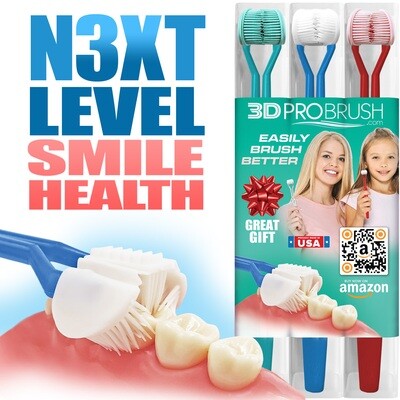 3-Sided Toothbrush ~ Three-Pack ~ Made in America