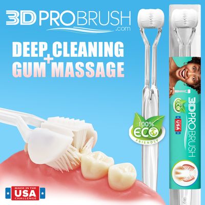 3D PRO BRUSH | 3-Sided Toothbrush | Deep Clean + Gum Massage | Triple Clean USA