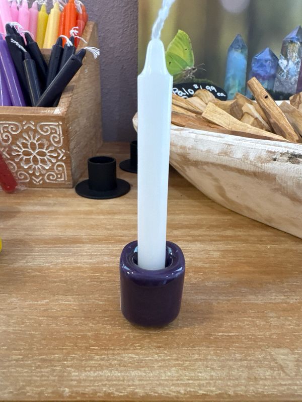Candle Holder Ceramic Chime Candle Holder Handmade: Purple