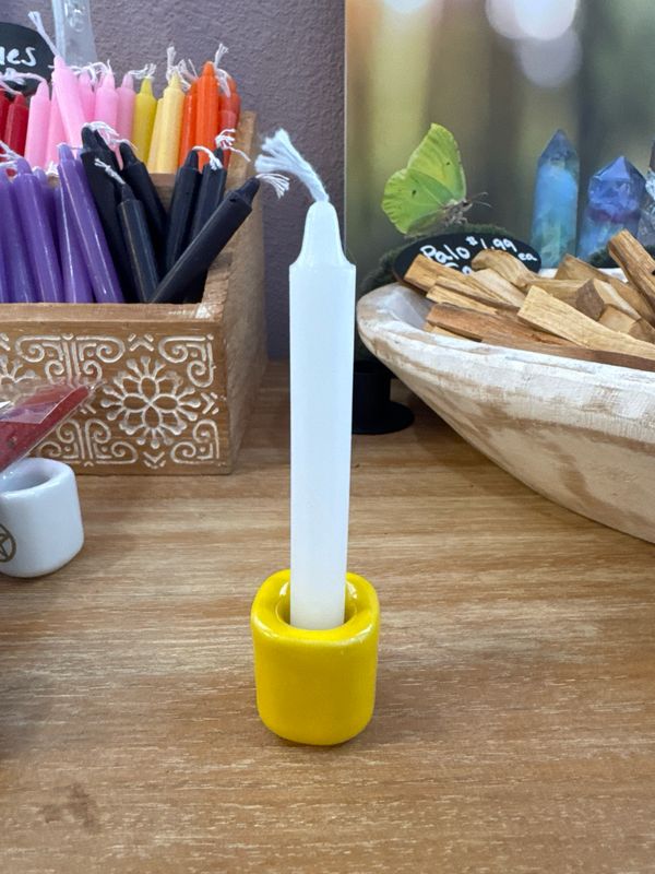 Candle Holder Ceramic Chime Candle Holder Handmade: Yellow