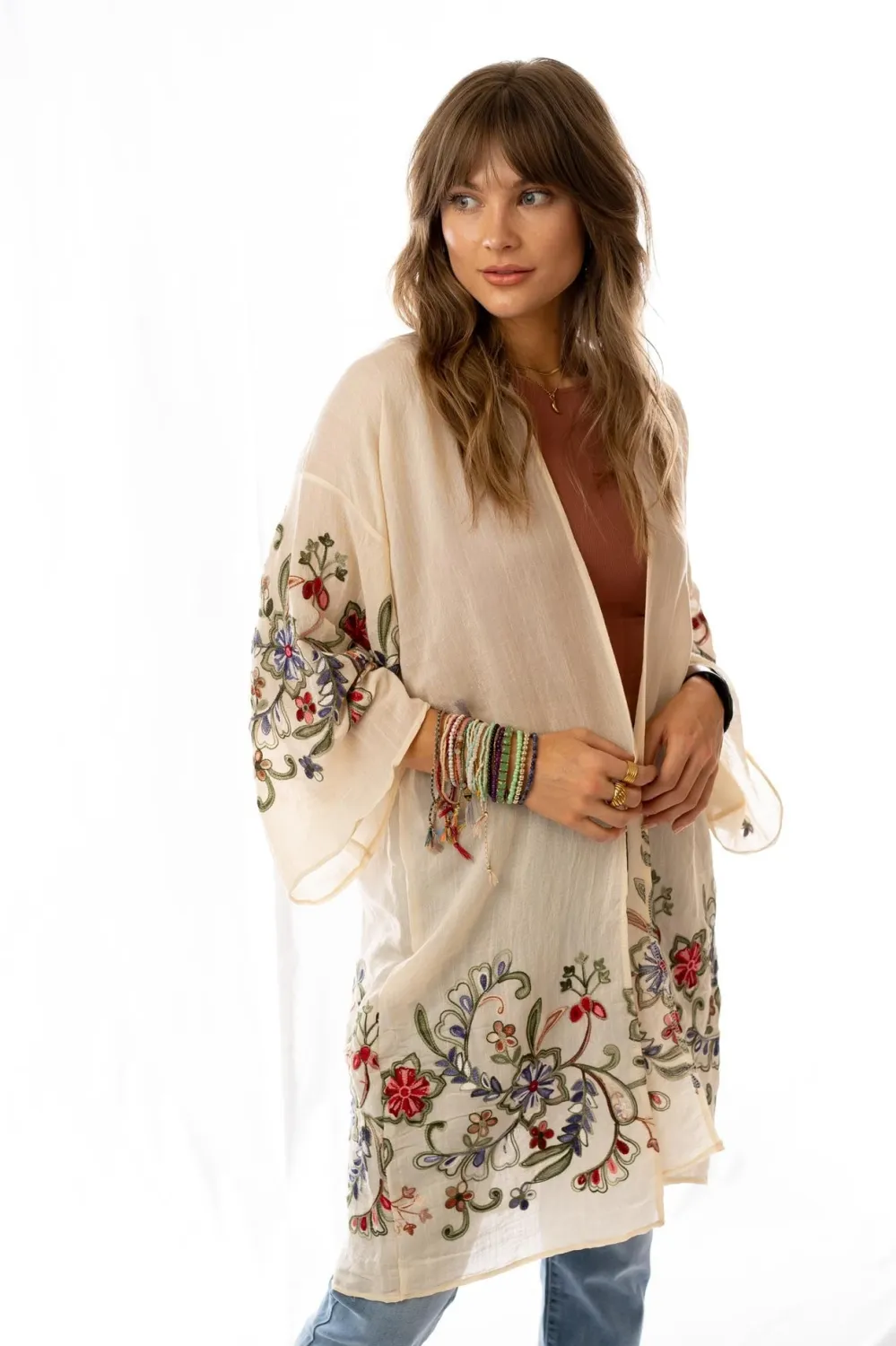 Fun In Florals Kimono - Cream: OS