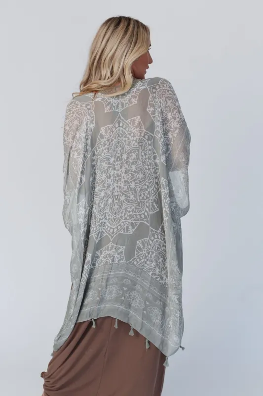 Mandala Tassel Kimono - Olive: OS